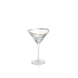 Aperitivo Triangular Iridescent Martini Glass with Gold Rim