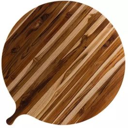 Proteak Large Round Serving Board with Handle 33 x 28