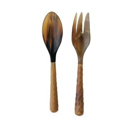 Natural Horn Salad Servers, Set of 2 (Each One Will Vary)
