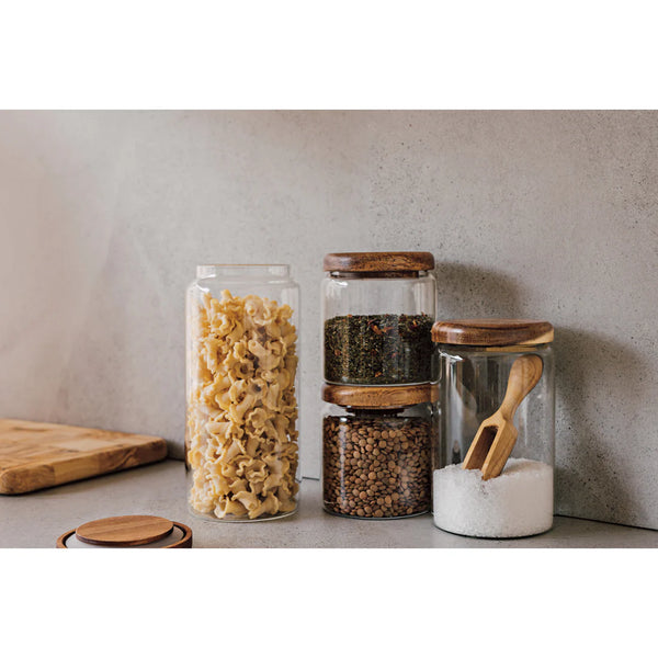 Acacia Wood Medium Glass Jar - 32 oz - Image 2