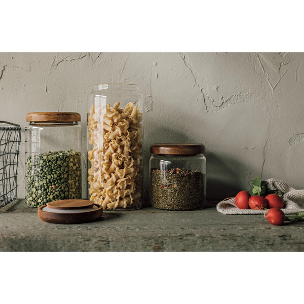 Acacia Wood Medium Glass Jar - 32 oz - Image 3